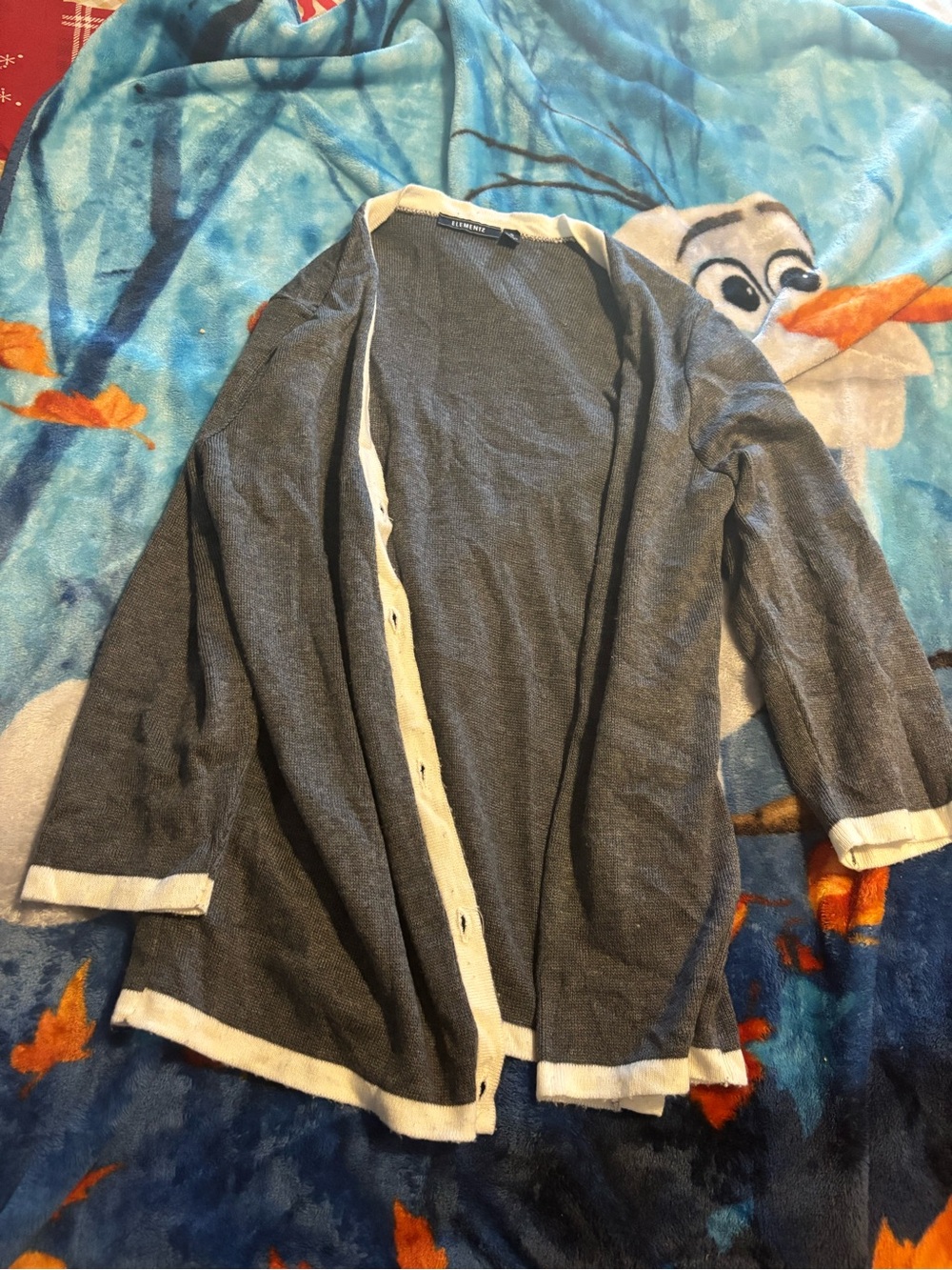 Elementz Gray Sweater with White Collar Trim